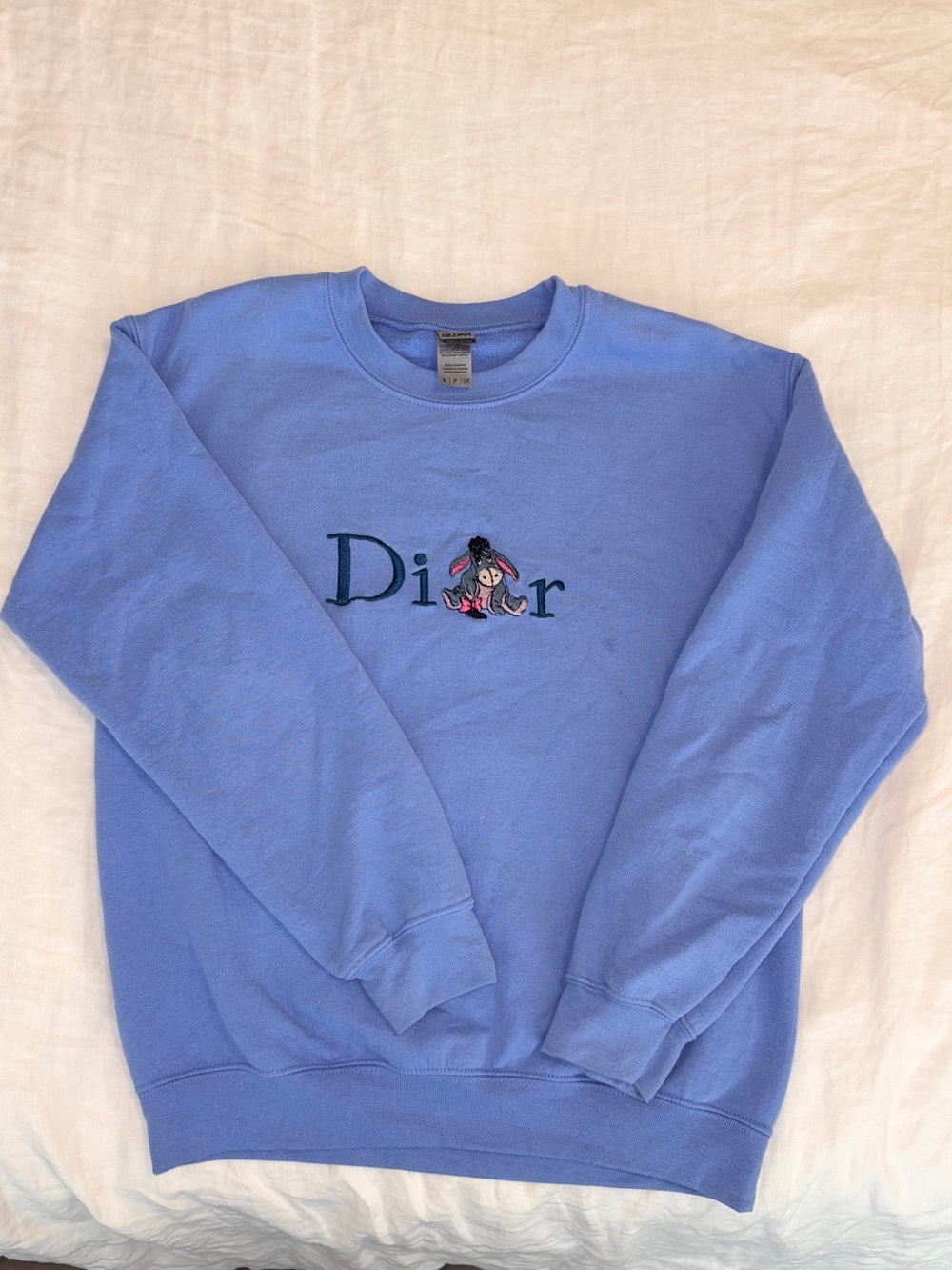 Dior Men's Light Blue Crewneck Sweatshirt with Embroidered Logo